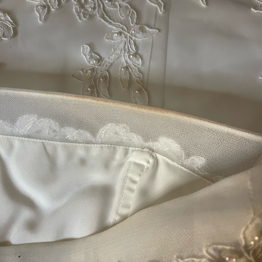 Michelangelo Strapless Lace Sequence & Beads White Wedding Dress Size 8 - Picture 9 of 12
